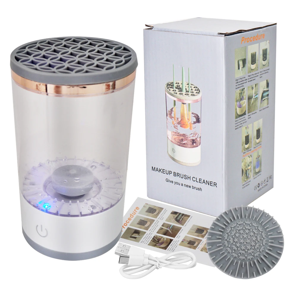 USB Charging Automatic Portable Makeup Brush Cleaner Electric Makeup Brush Cleaner with Brush Clean Mat