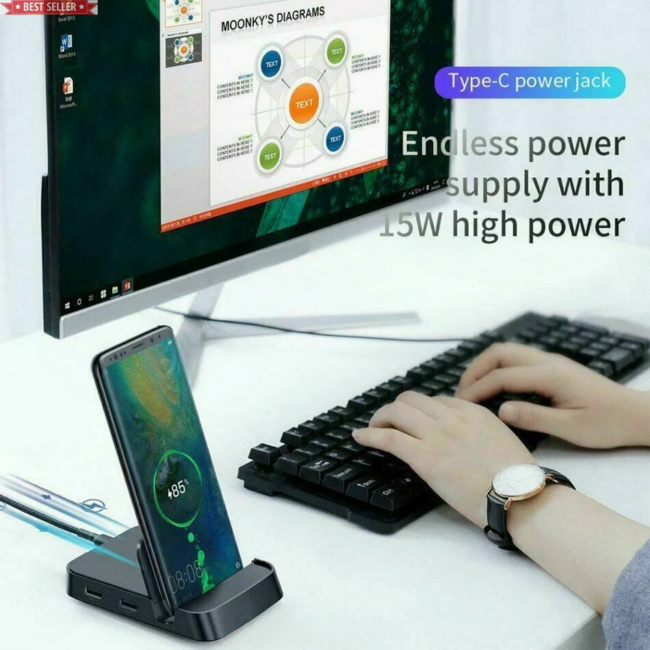 Адаптер Ethernet 7 в 1 USB C концентратор док-станция подставка для телефона к HD адаптер PD Быстрая зарядка