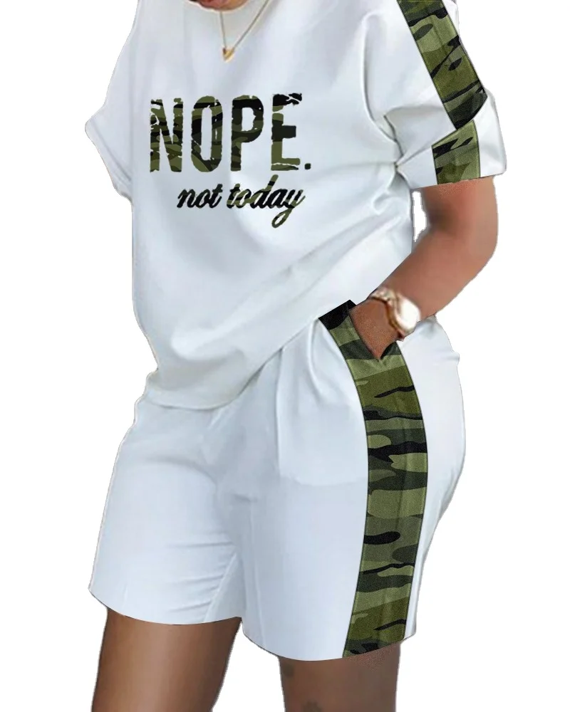 Оптовая продажа новые женские модные шорты с коротким рукавом повседневный комплект из двух предметов костюмы