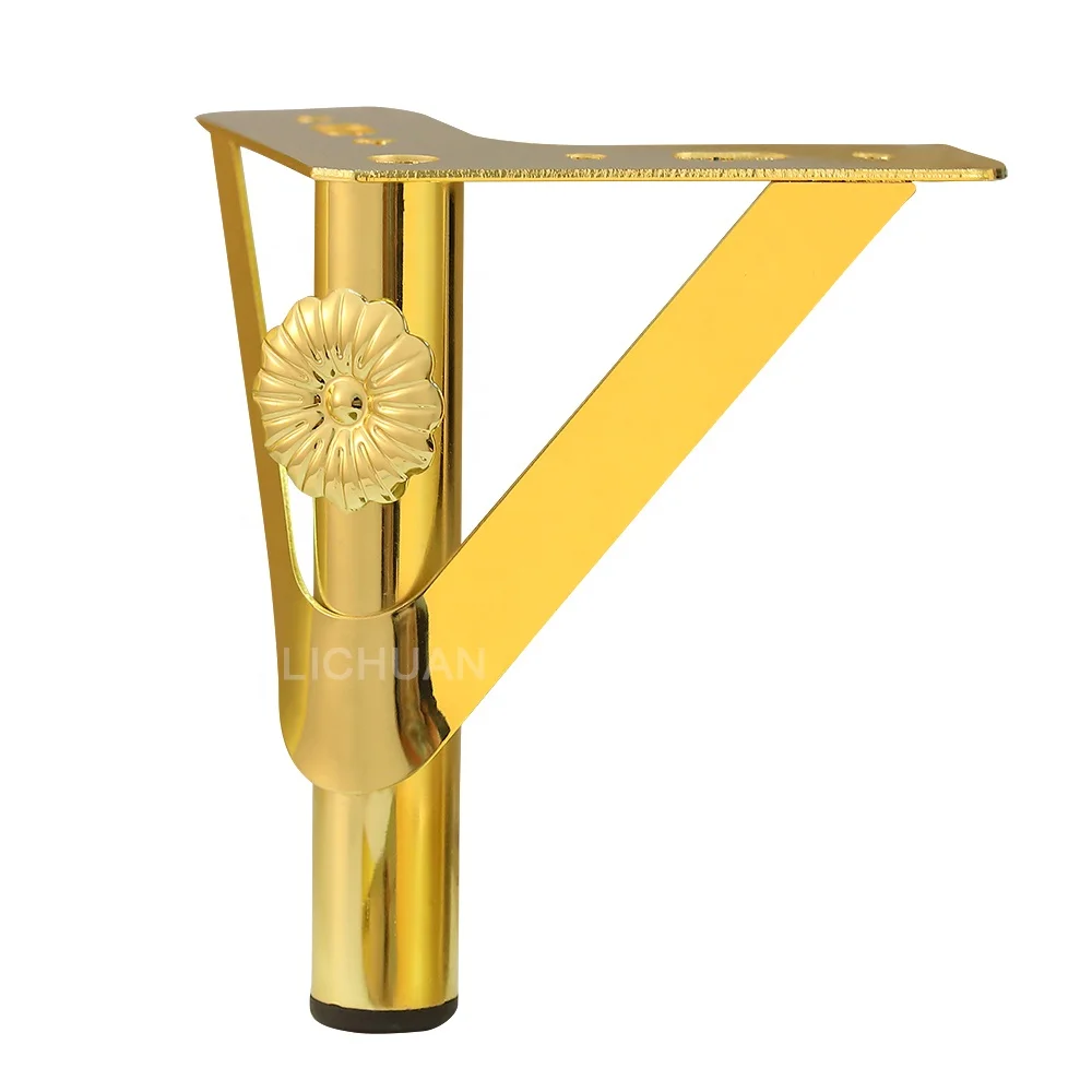 Modern Fancy Hollow Gold Sofa Bed Legs Modern Polished Metal Leg for Sofa Cabinet Champagne Metal Furniture Table Legs