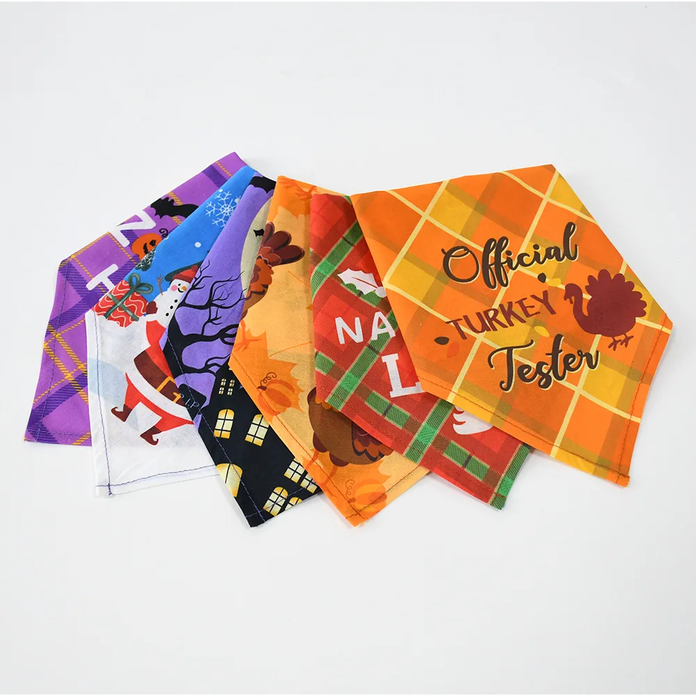 Sublimation Blank Dog Bandana Cute Collars Photo Print Pet Knitted Christmas Scarf Saliva Towel Bandanas For Wedding Decoration