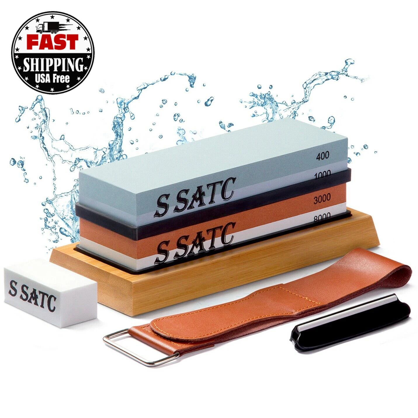 USA Warehouse Shipping Within 24h 9PCS Knife Sharpening Water Stone Dual Whetstone Set 400 1000 3000 8000 Grit