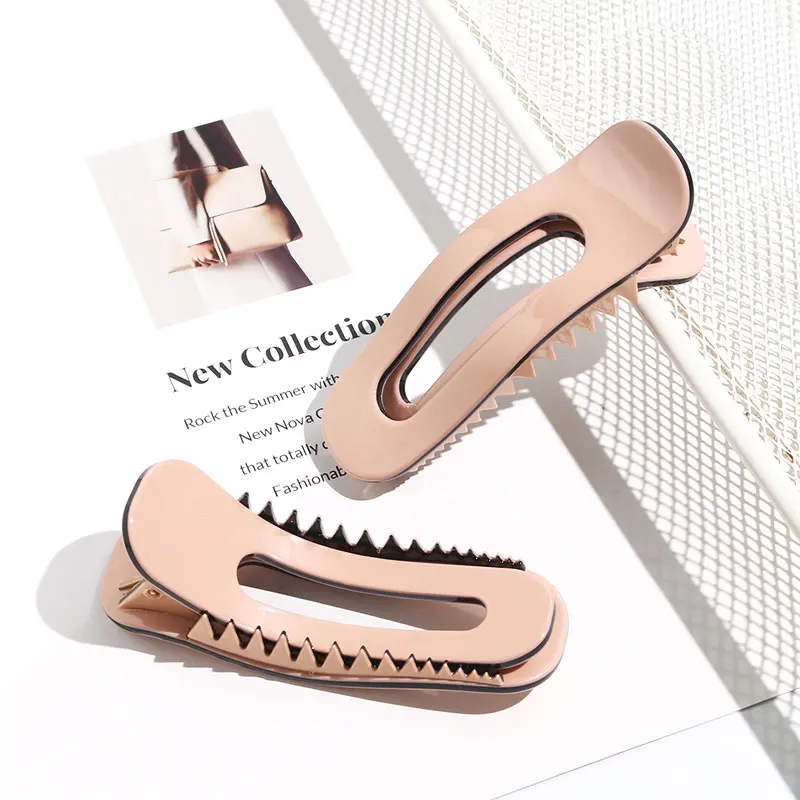 JYY eco friendly acetate big size duck bill hair clips acetate flat claw clip for women hairclips high quality pink hair clips