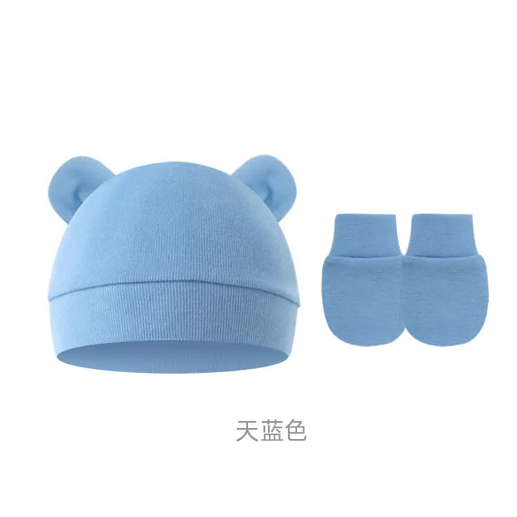 Multicolor Bear Ears Hat and Mitten Set for Newborns & Toddlers Infant Accessory Beanie