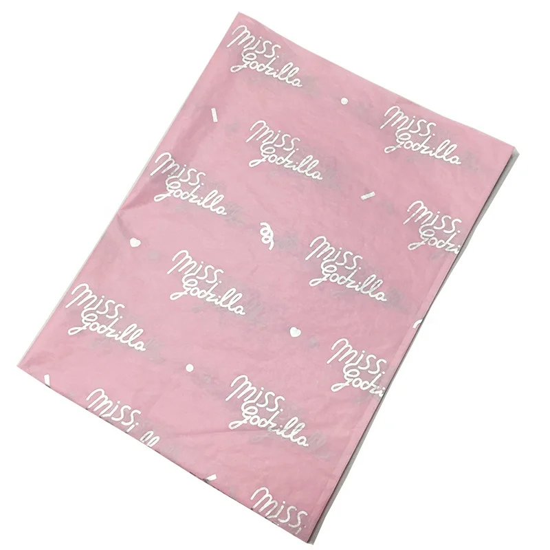 
Hot Stamping Silver Foil Logo Pink Back Customized Soft Tissue Paper Gift Wrapping 
