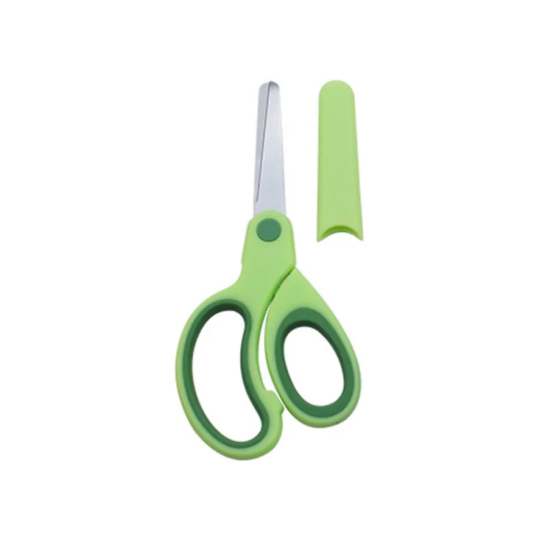 Handmade Small Stainless Steel Scissors with round Tip Safety Scissors for Students with Plastic Handle