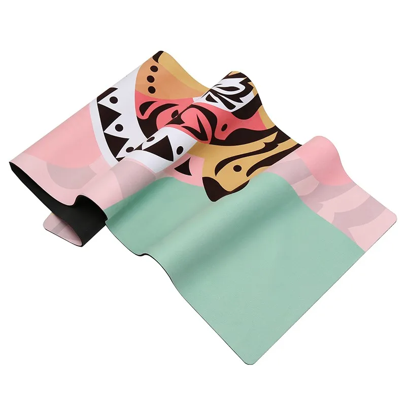 Eco Friendly OEM Brand TPE Rubber Suede Microfiber Material for Yoga Mats Printed Yoga Mat