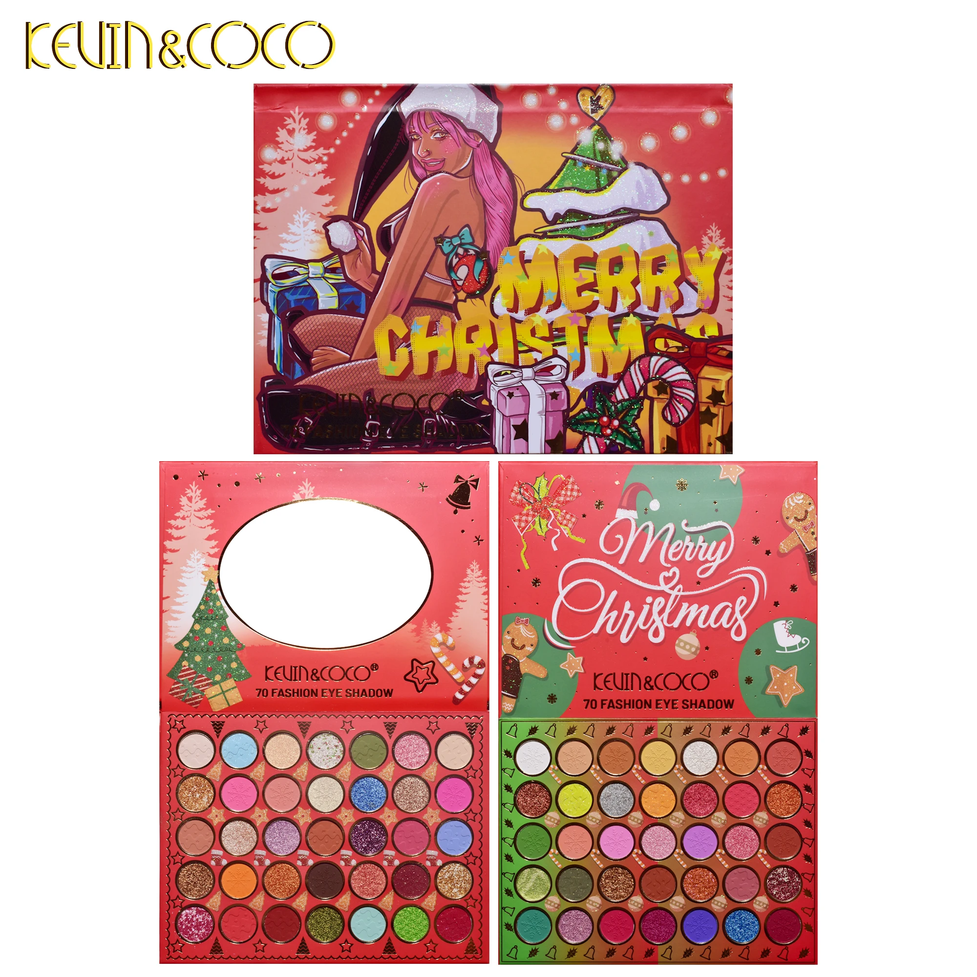 Wholesale Christmas Kevin coco Eyeshadow Palette 70 Colors High PigmentHot sale Cosmetic Long-Lasting Matte Makeup sombra de