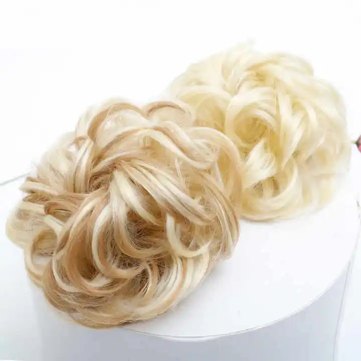 Synthetic Messy Bun Chignon Donut Gary Brown Color Hair Bun Pad Elastic Hair Rope Rubber Band Hair Extensions