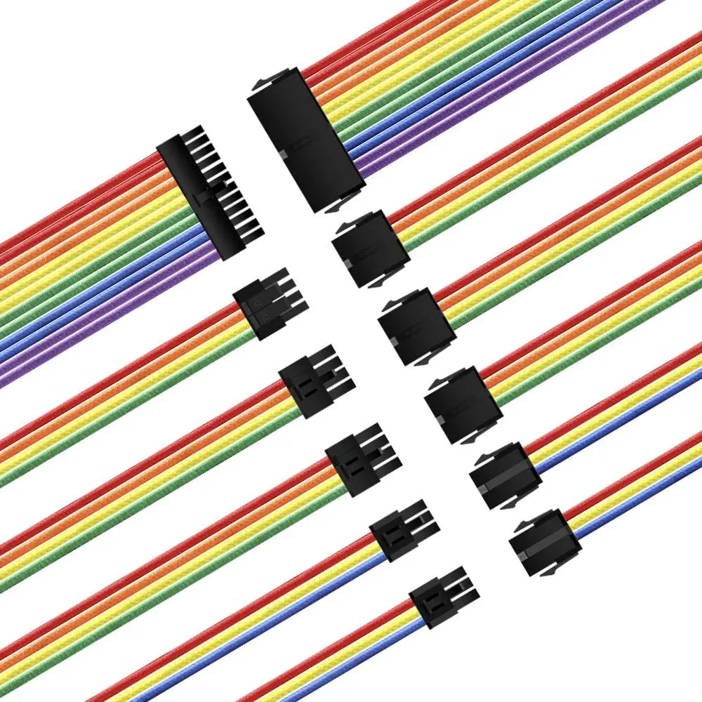 SAMA Braided Sleeved PSU Extension Cable Kit ATX Sleeved Power Supply Extension Cable with Comb