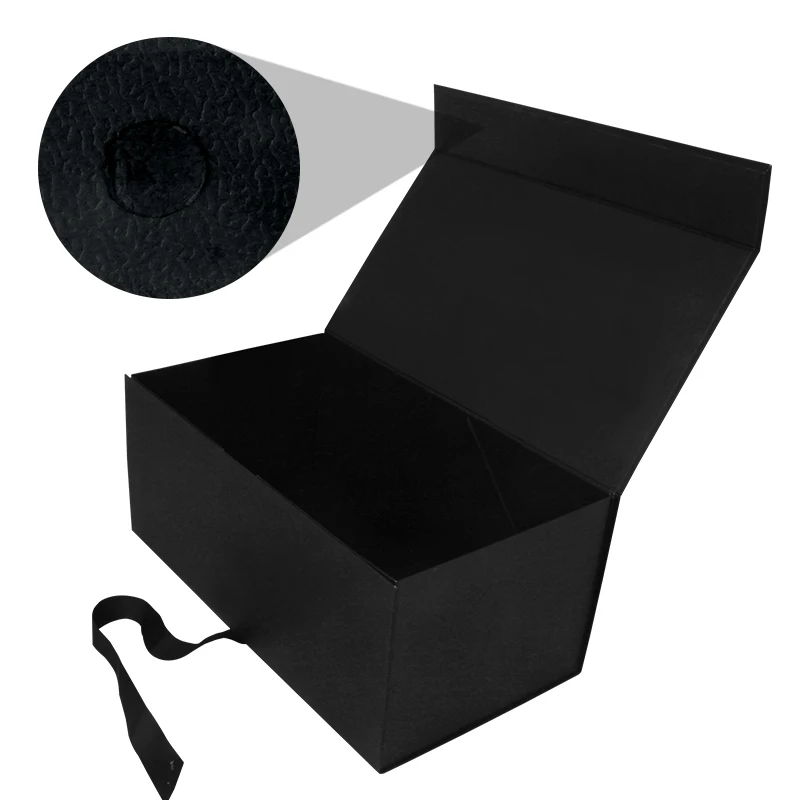  Black Packing Gift Box Customized Simple Folding with Ribbon Universal