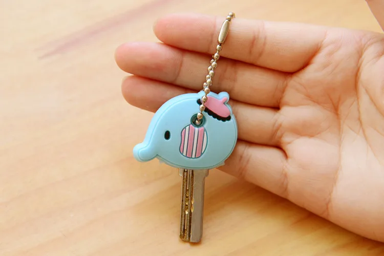 Cute Anime Keychain Silicone Cat Dog Protective Key Case Cover for Key Control Dust Cap Holder Gift Women Key Chain