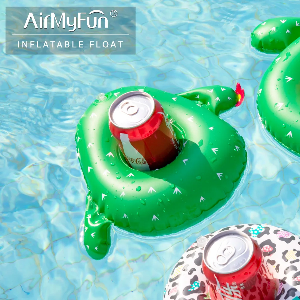 Double Hole Floating Custom Inflatable Drink Holder Lovely Cactus Shape Inflatable Cup Holder For Water Pool Party