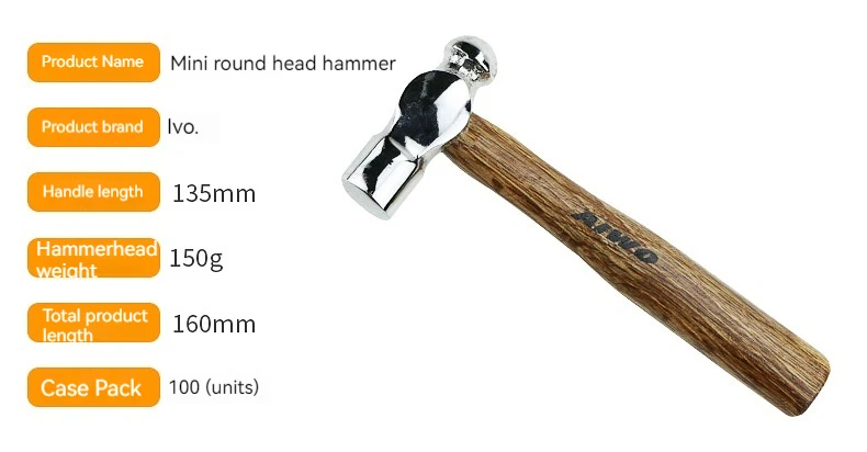 Carbon steel/iron wood handle hammer Round peat hammer with wooden handle Nail Hammer
