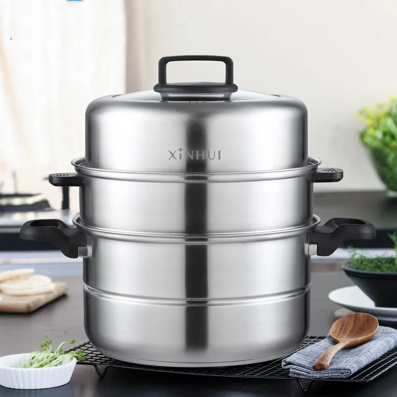 3 слоя из нержавеющей стали пароварка и посуда Кастрюля со стеклянной