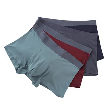 
Underwear factory custom men long boxer briefs male bamboo underwear elastic smooth logo band underwear for man 