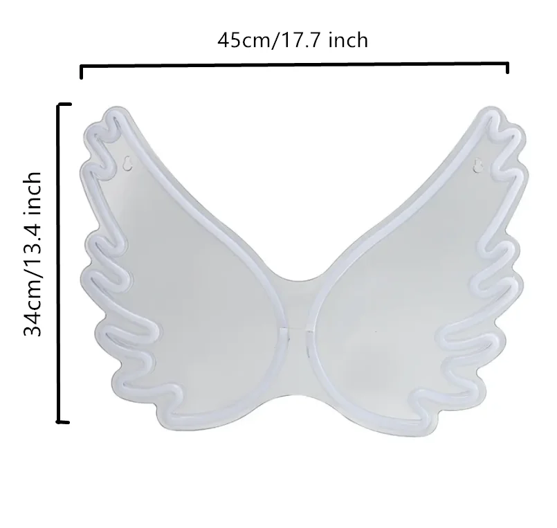 3D Art Hanging Acrylic Neon Light USB Powered Night Lamp Led Angel Wings Neon Sign For Wall Kids Room Wedding Party Bar Decor