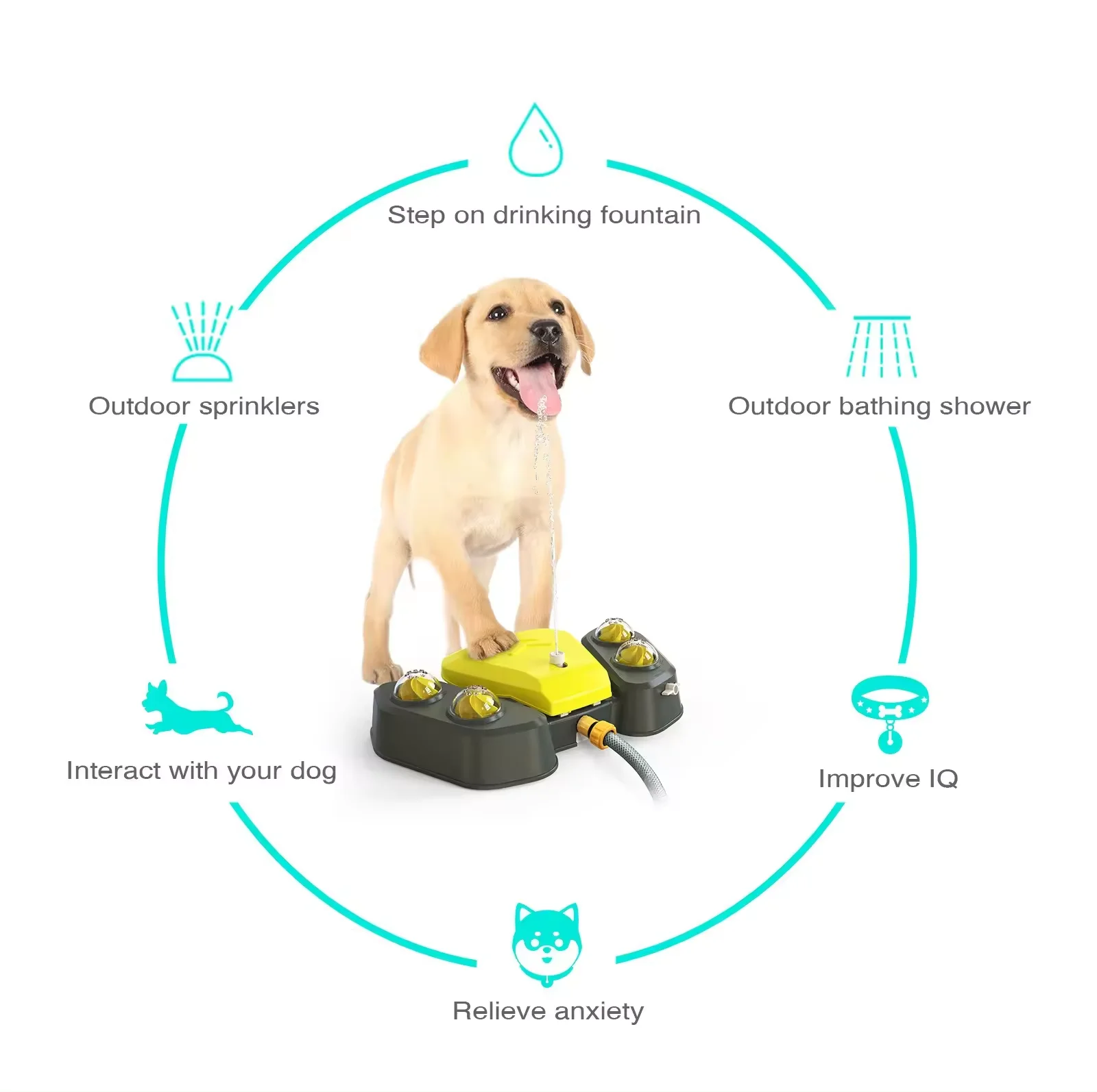 Outdoor Dog Drinking Water Fountain Sprayer Step on Dog Sprinkler Toy Paw Activated Drinking Pet Dispenser