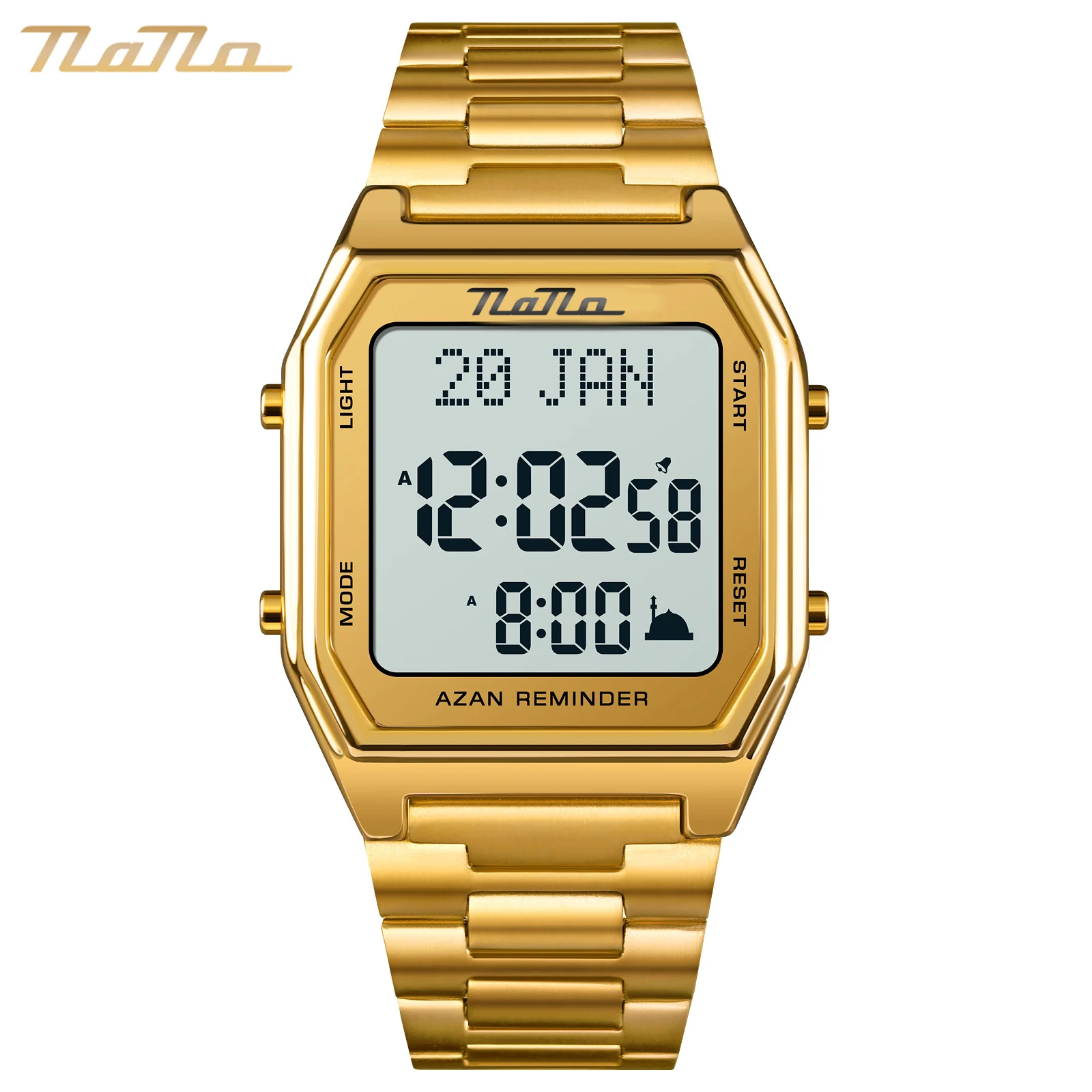 nano stainless steel digital azan qibla alfajr wrist watch men fashion watch automatic qibla compass north watch