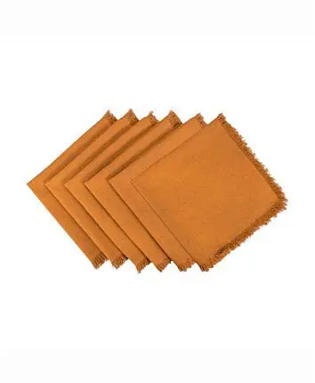 
Lulu&lucy Solid Pumkin Spice Fringed Napkin set of 6 