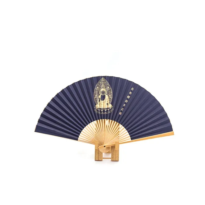 Private label bamboo crafts price black paper hand held folding fan