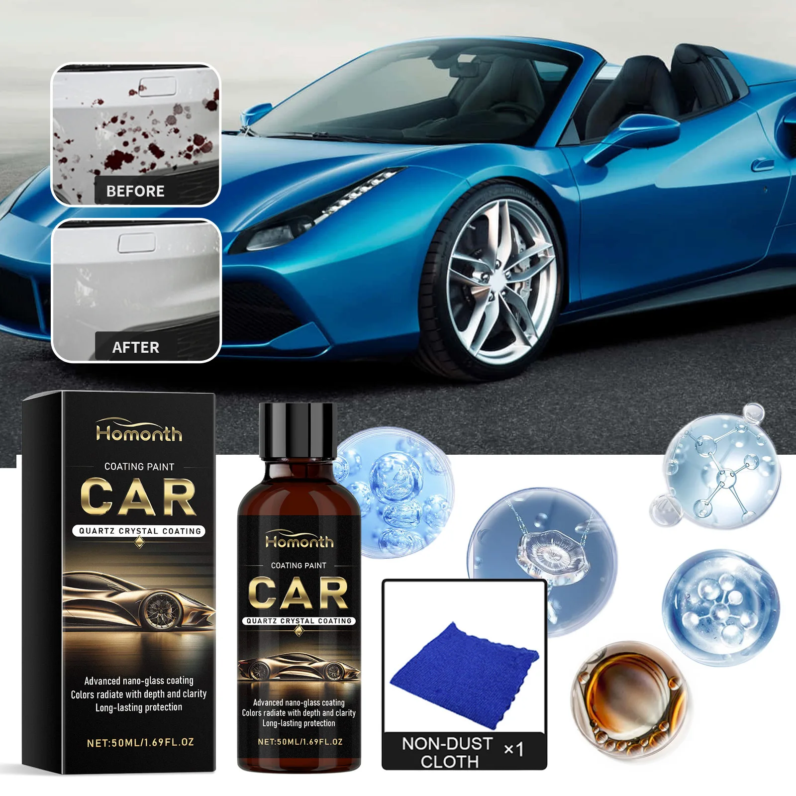 Hot selling automotive nano coating crystallization agent for cleaning dust repair polishing and maintenance of coatings