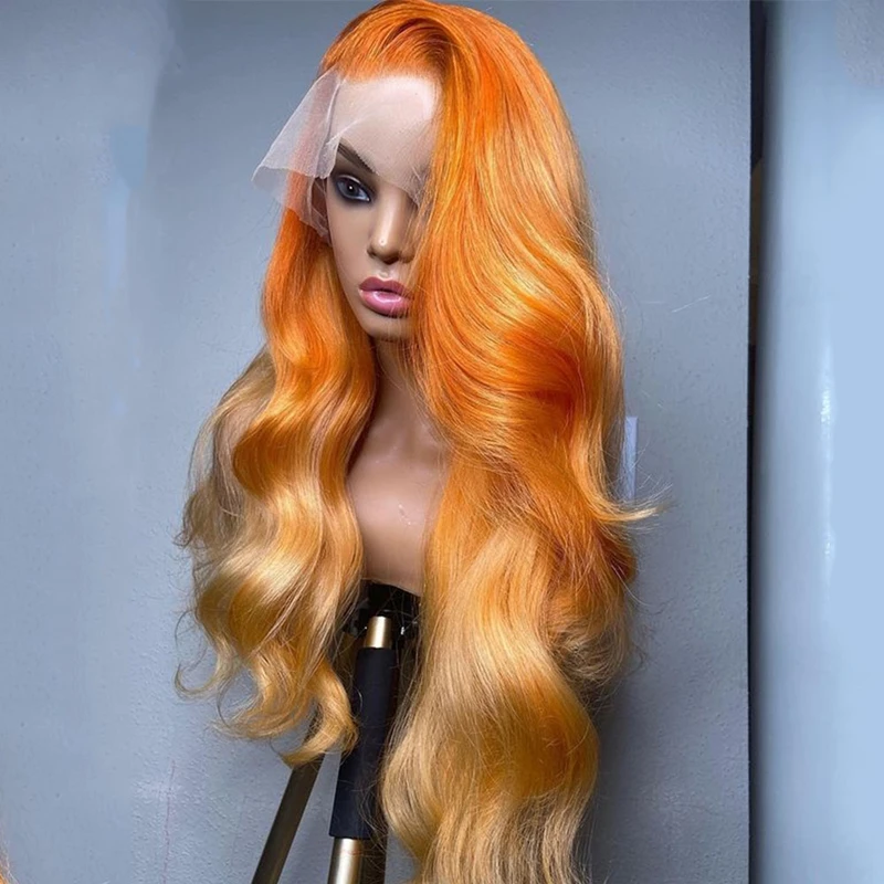 Transparent HD Lace Highlight Loose Wave Ombre #613 Orange Color Lace Front Wig With Baby Hair Virgin Brazilian Human Hair Wigs