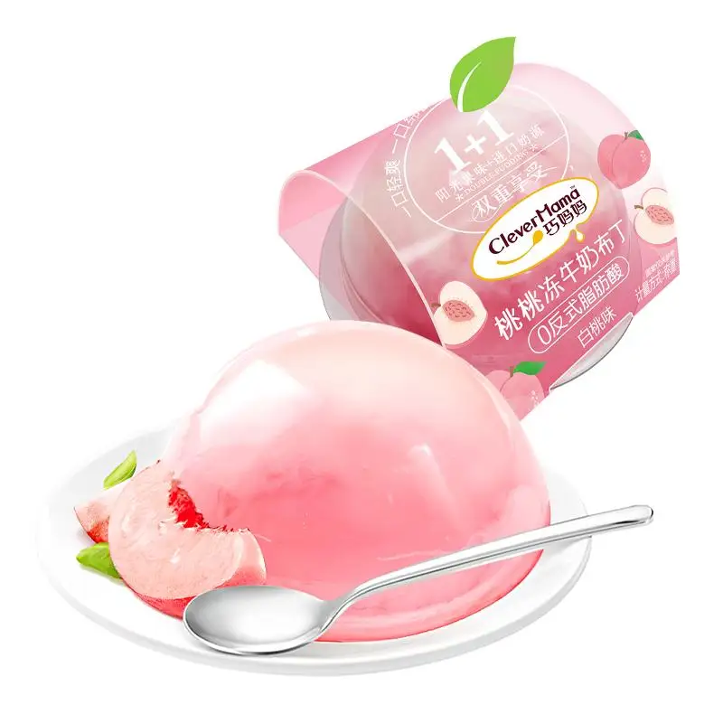 Clever Mama 66g Low Fat Zero Gelatin Wholesale Peach Halal Fruit Konjac Jelly Pudding