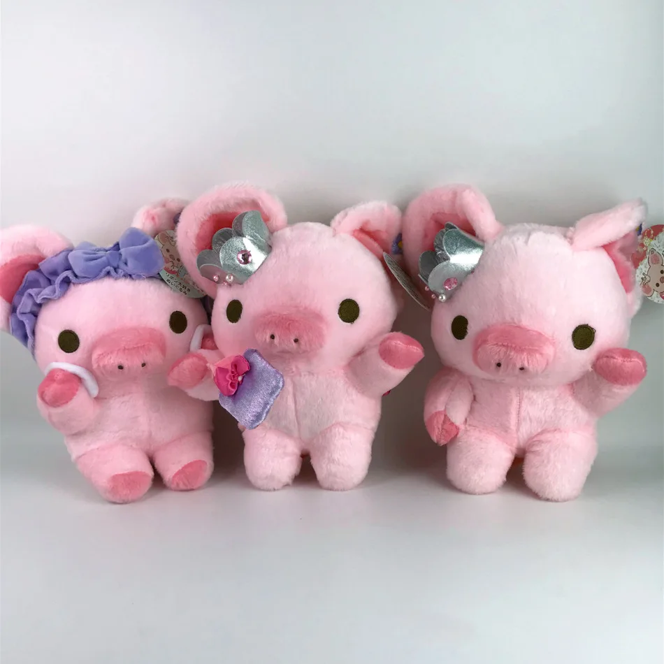 Cute crown piggy plush toy small size animal stuffed plush doll pp cotton for gifts