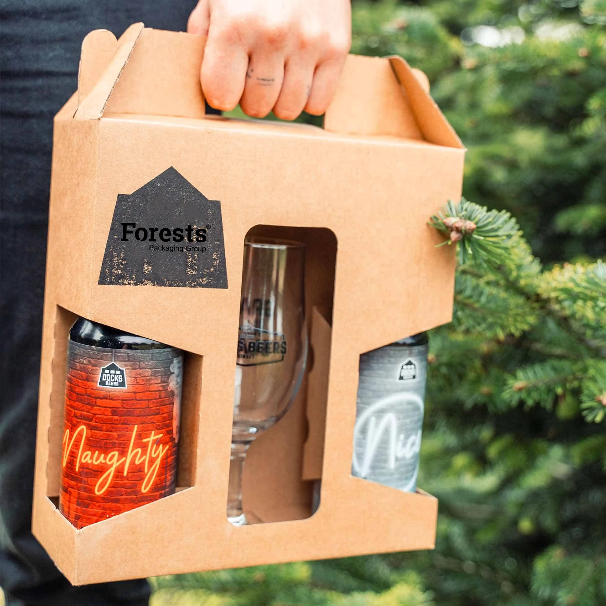 Wholesale customized eco-friendly kraft 4/6/8 pack beverage drinking wine packaging beer can gift boxes with handle