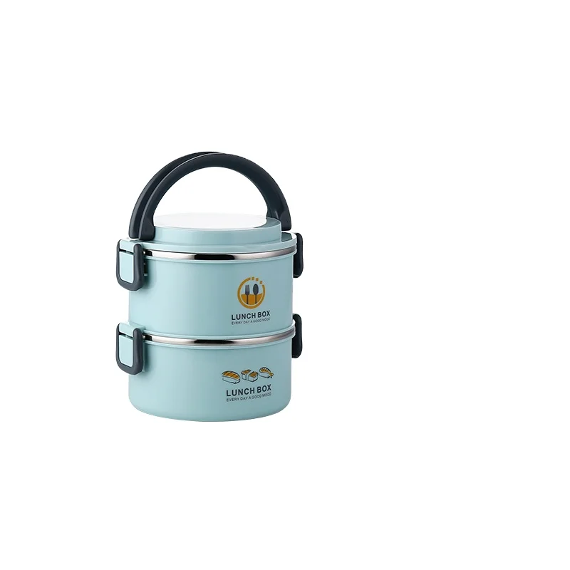 
TWO LAYERS High Quality leakproof compartment bento Stainless Steel Food Storage Container Cute Lunch Box With Cutlery 