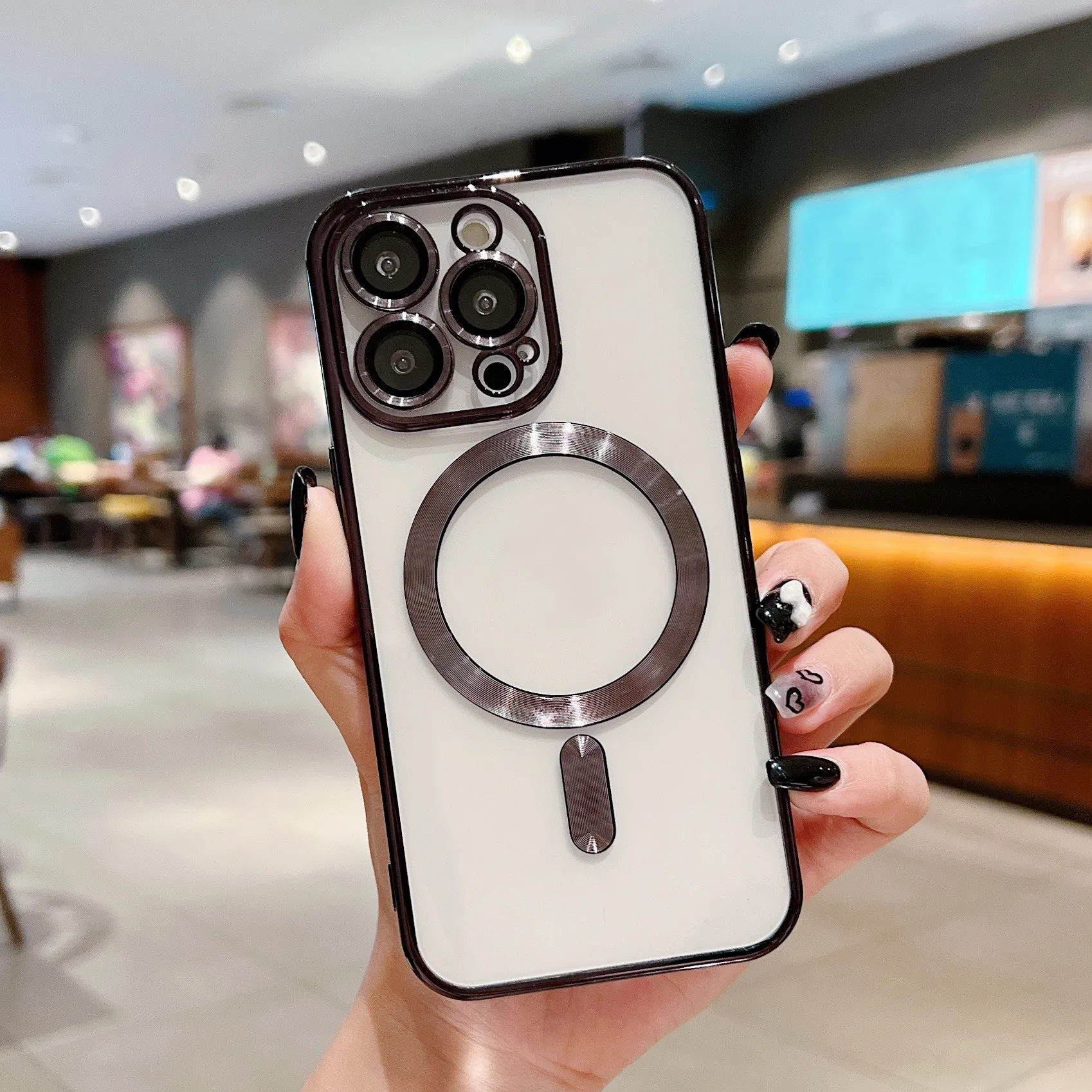 Luxury Transparent Silicone Phone Case For Iphone 14 13 12 11 Pro Max With Lens Protector For Magnetic Wireless Charging Cover