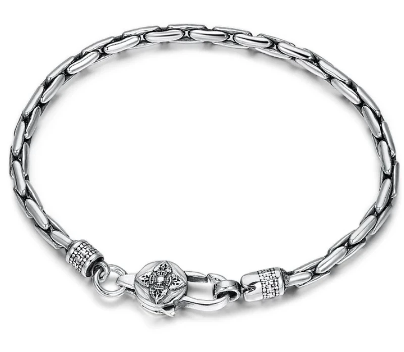 Wholesale men trendy silver plated retro fashion jewelry men bracelet
