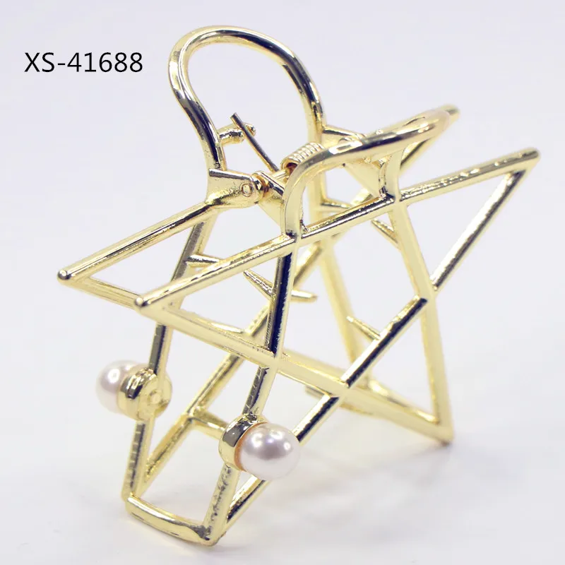 Bright Hair Clip Metal Gold Star Claw Clip Pearl Hair Claw Clips