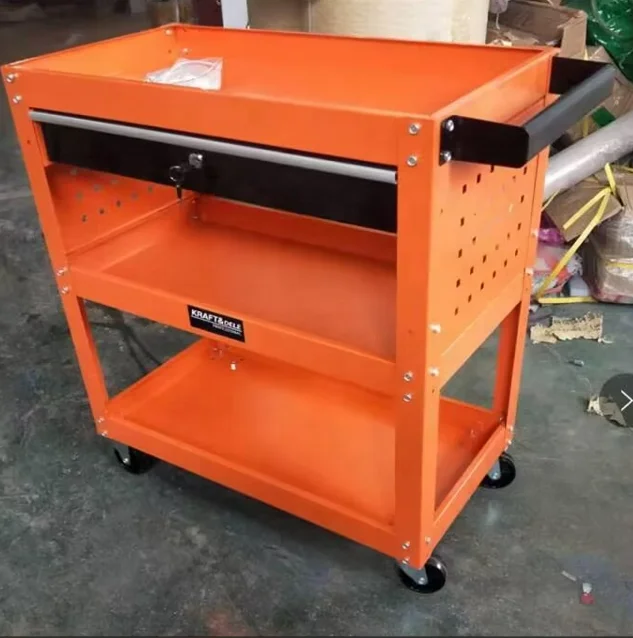 Three-Layer Rolling Auto Repair Tool Cart Hardware Trolley Mobile OEM Supported Workshop Cart with Wheels