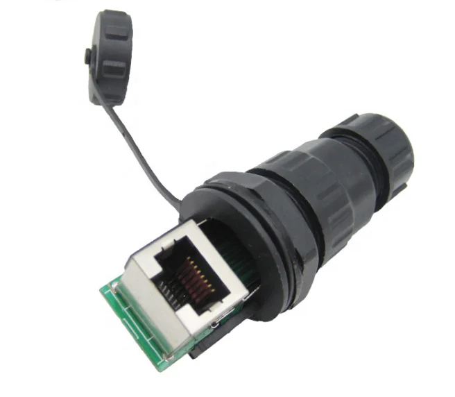 AOHUA good quality ip67/ip68 waterproof 24AWG mini thread rj45 ethernet panel mount connector