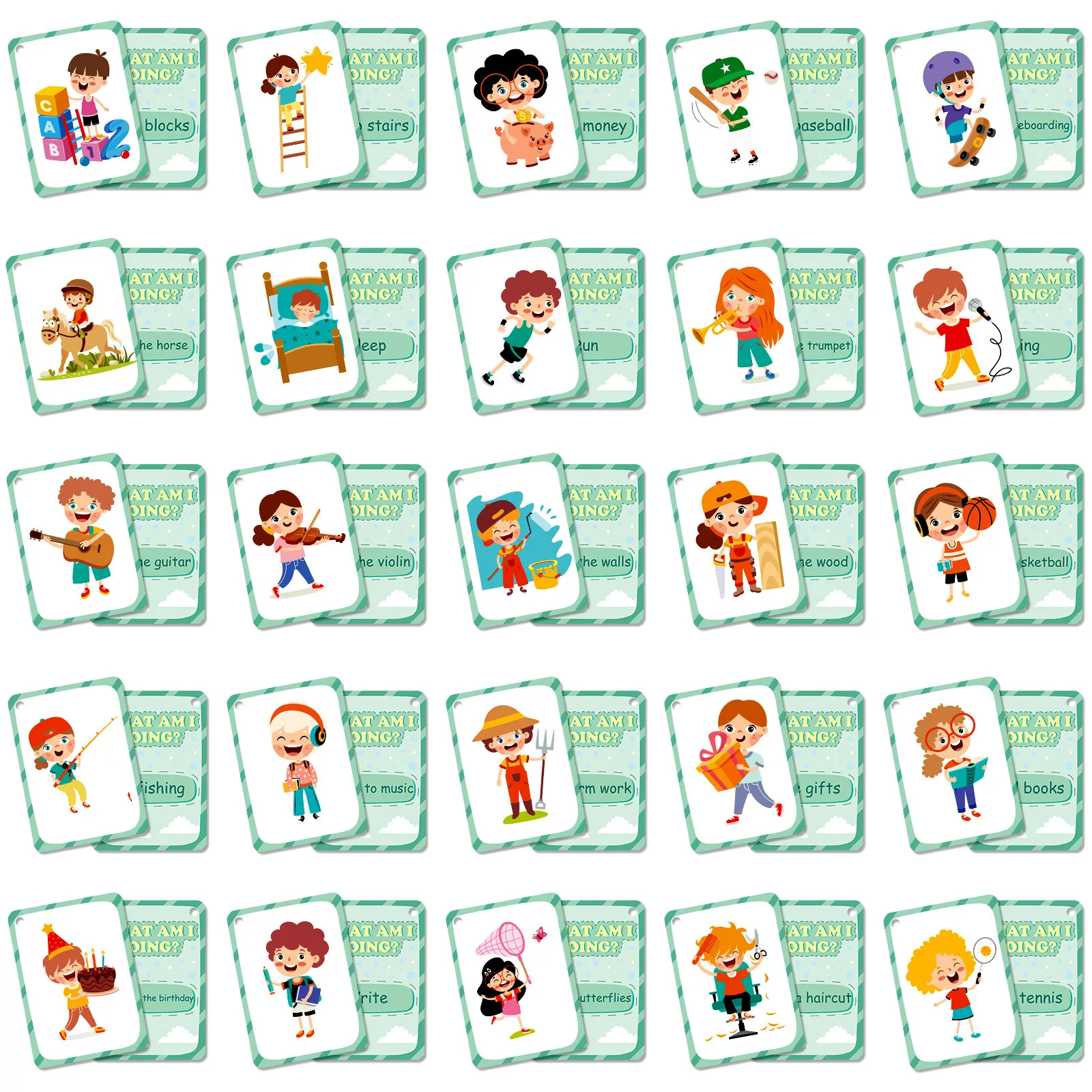 50 PCS Behavioral Cognitive Educational Flash Cards Children Puzzle Early Education Cards Double-sided Fun Puzzle Toy Cards