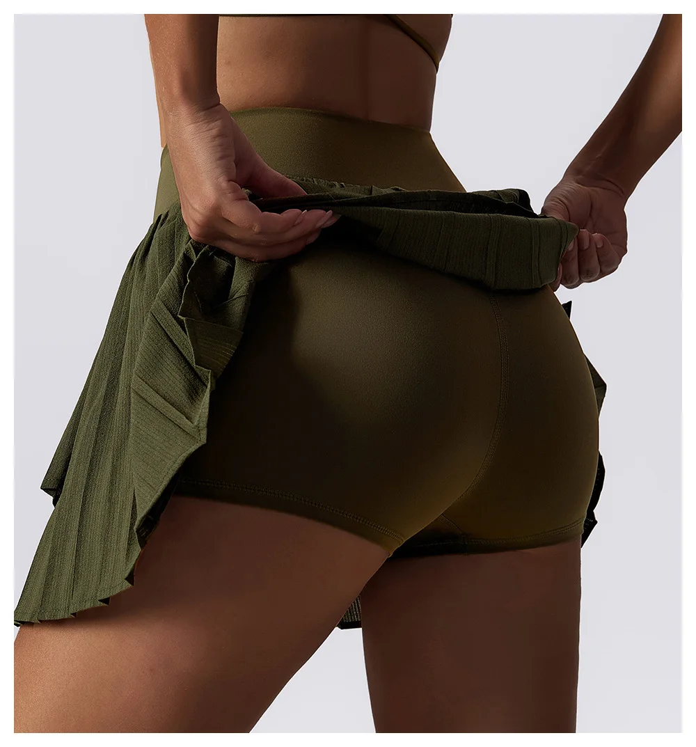 Ruffled Warm-Up Short Fitted Pickleball Pant Skirt Custom Side Pleated Women Sports Tennis Skirts With Shorts