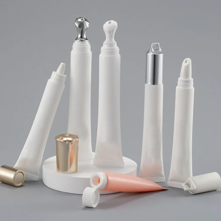 Custom Eye Cream Cosmetic squeeze Tube 20ml PE Soft Tube with Massage Applicator Metal ceramics Eye Cream Tube Packaging