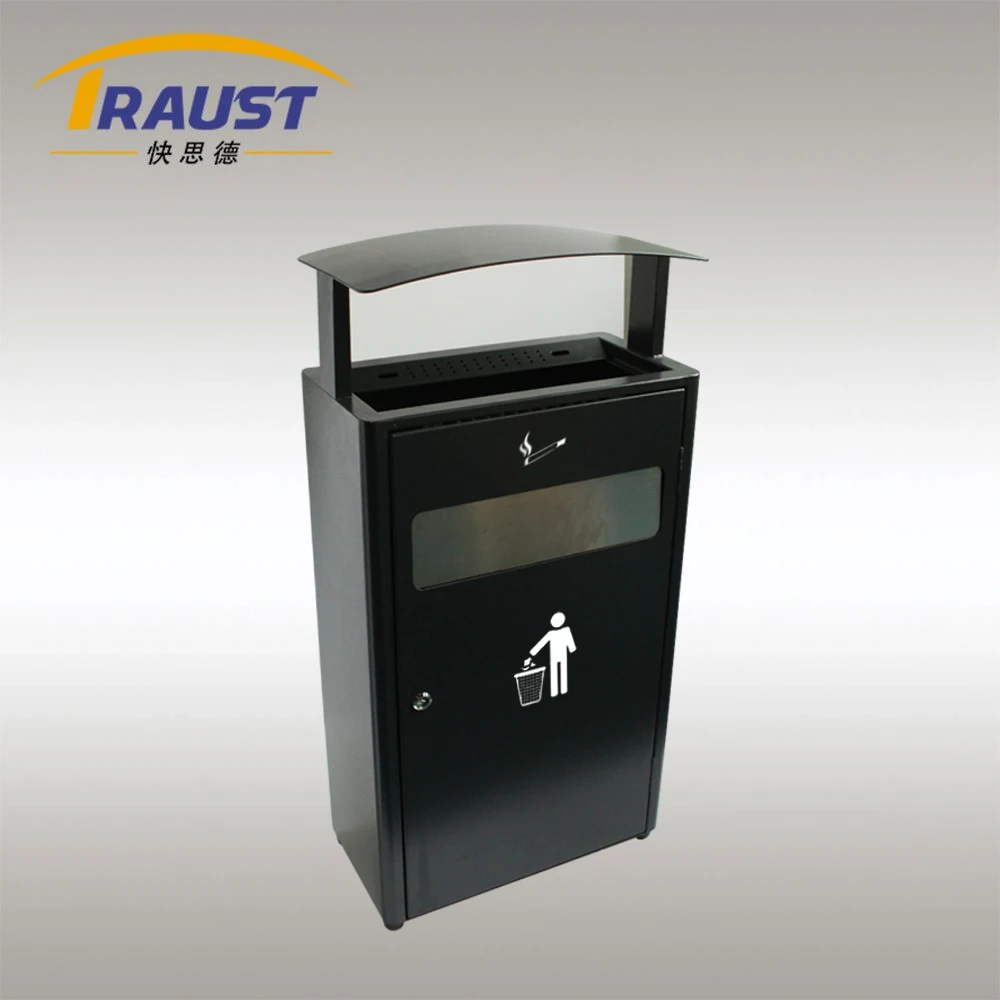 Traust outdoor metal steel dustbin trash can waste receptacle supplier waste can ashtray cigarette bin ash can ash receptacle