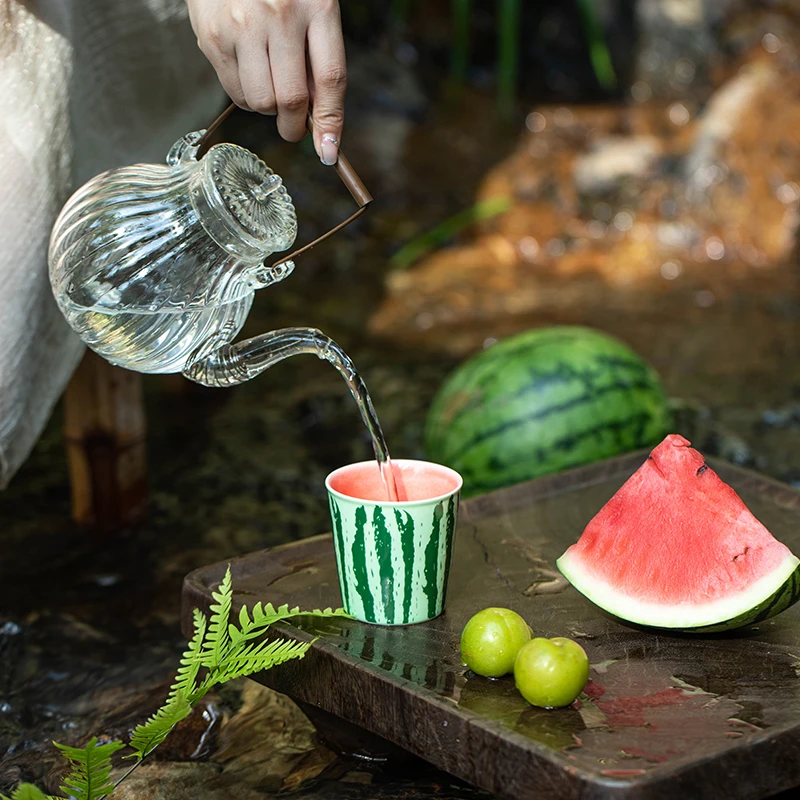 Modern Style Kung Fu Teacup Watermelon Coke Design Large Ceramic Espresso Cup for Tea & Coffee for Masterpiece Coffee Experience