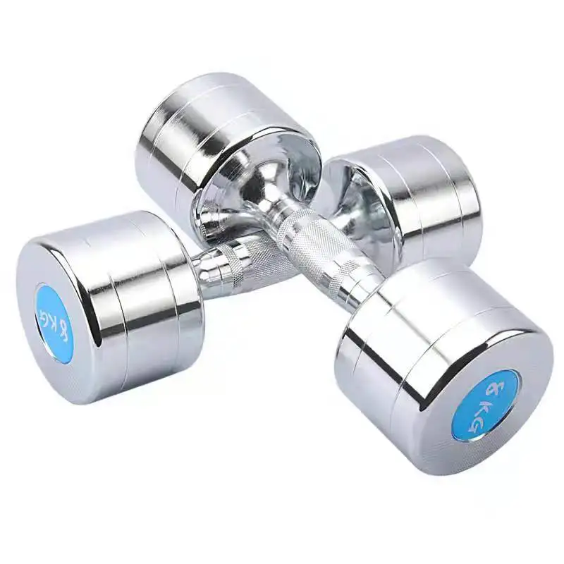 Adjustable round head dumbbell fitness weightlifting chrome plated stainless steel dumbbell