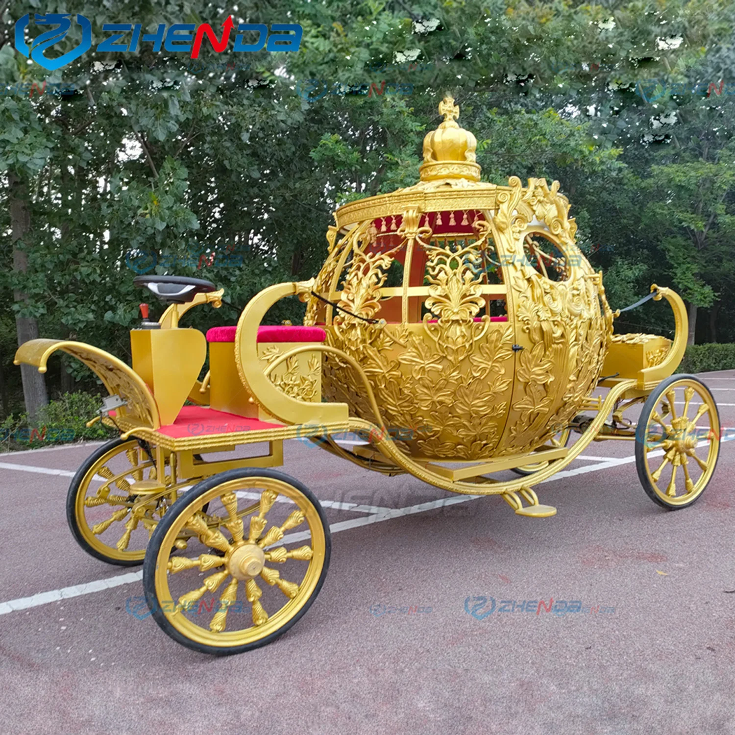 Golden Cinderella Pumpkin Carriage Wedding Centerpiece Royal New Design Luxury Horse Carriage
