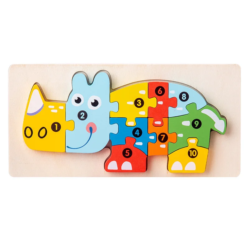 Popular Wooden 3D Puzzles Educational Animal Puzzles Children Shape Matching Puzzles