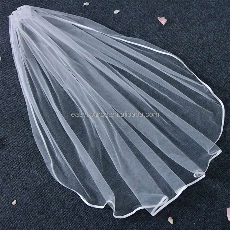 YM153 1T Bride Veil with Comb Elegant Lace Edge Wedding Veil Bridal Headpieces