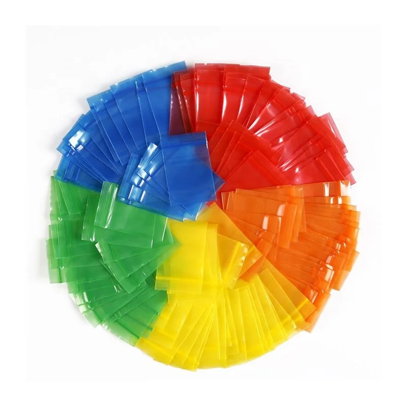 customized small colorful LDPE plastic ploy bag red blue green yellow black resealable colored zipper bag for item storaging