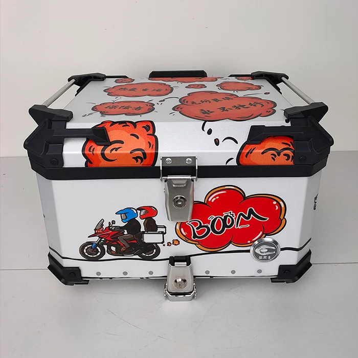 55L  large capacity aluminum box Quick Release Structure Aluminum tail boxes for motorcycles tail rear box Reflective Series