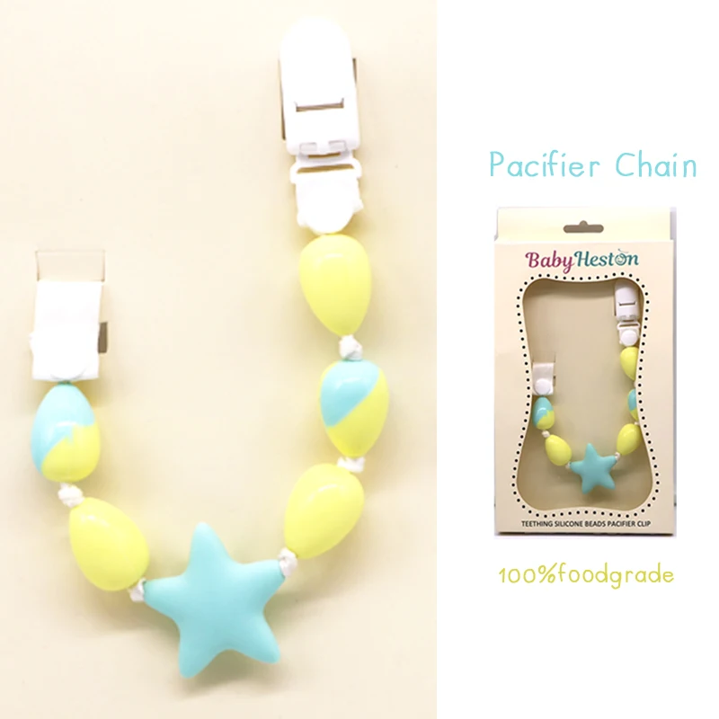 Chewable Soft Baby Pacifier Clip Beads Teether Toys Silicone Pacifier Clip
