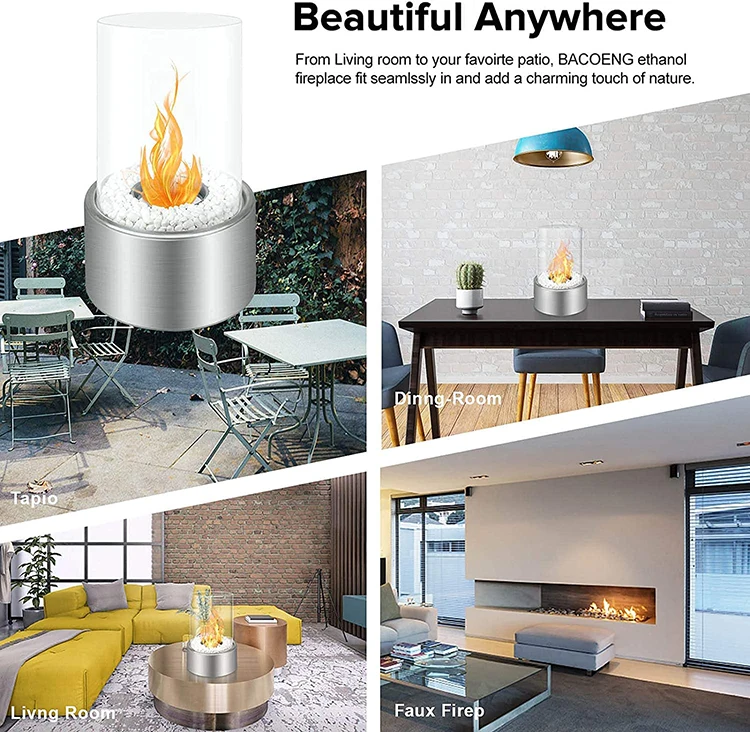 Ventless Tabletop Fireplace Smokeless Clean Indoor Outdoor Round Fire Pit Portable Fire Bowl Pot Ethanol Table Fireplace