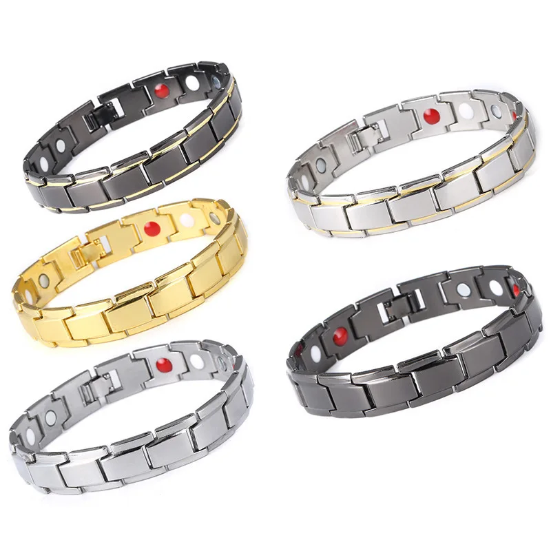 Fashion Women Man Silver Gold Plated Health Care Therapy Bracelet Love Heart Health Energy Magnetic Bracelet